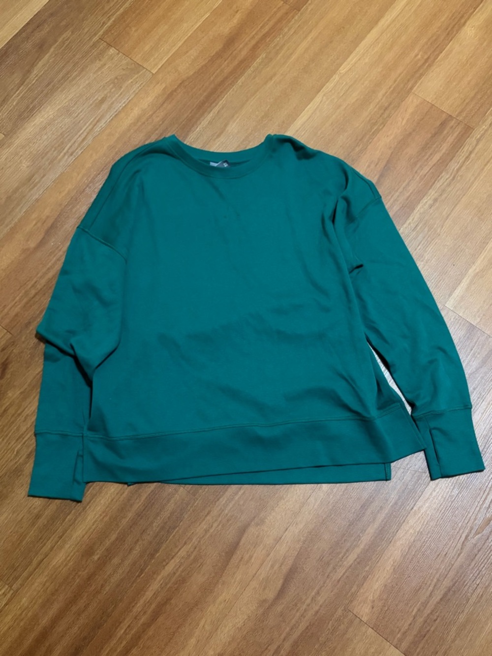 Sweaty Betty London Emerald Green Long Crewneck Sweatshirt Thumb Holes Size 10